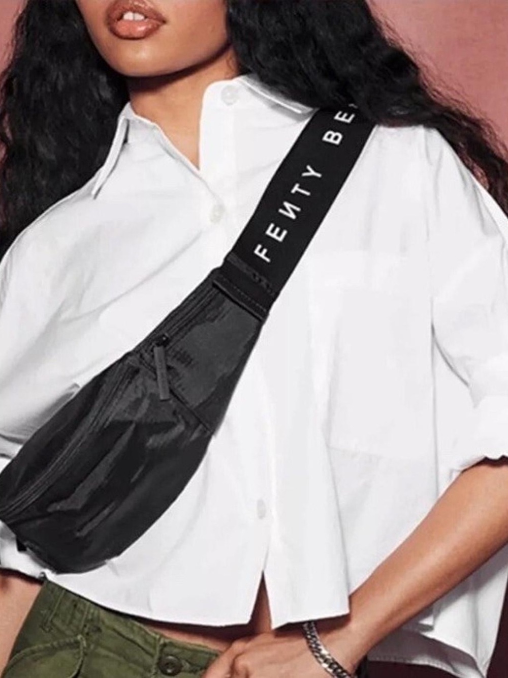 Fenty Beauty Black Crossbody Sling with Logo Strap